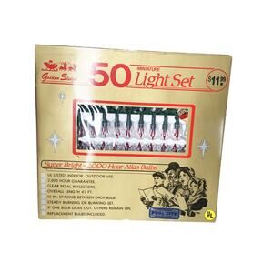 New VTG Tulip Flower Petal Reflectors Christmas 50 Light Set RED Golden Sleigh